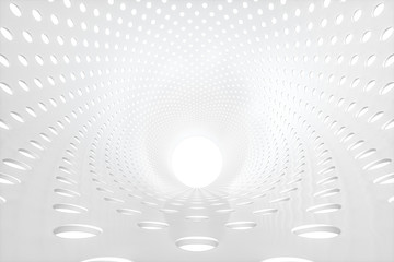 Naklejka premium Metal circular tunnel, modern architectural concept, 3d rendering.