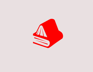 Creative bright red logo two books icon for your company