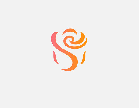 Creative bright orange and pink color logo rose flower icon for your company