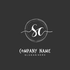 Handwritten initial letter S C SC for identity and logo. Vector logo template with handwriting and signature style.