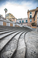 Fototapeta na wymiar Empty Spanish Steps in Rome during a coronavirus quarantine.