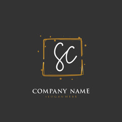 Handwritten initial letter S C SC for identity and logo. Vector logo template with handwriting and signature style.