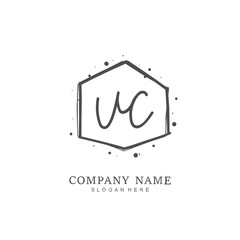 Handwritten initial letter U C UC for identity and logo. Vector logo template with handwriting and signature style.
