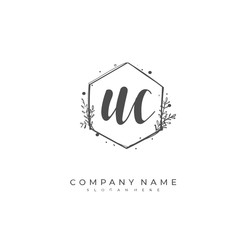 Handwritten initial letter U C UC for identity and logo. Vector logo template with handwriting and signature style.