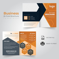 Corporate & Business Concept Bi-fold Brochure Template Design.