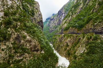 Fototapeta na wymiar canyon and road view in Montenegro