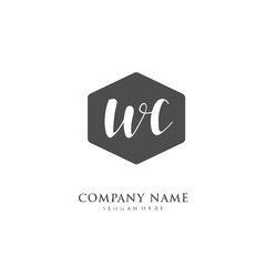 Handwritten initial letter W C WC for identity and logo. Vector logo template with handwriting and signature style.