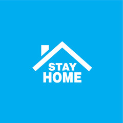Stay at home slogan with house and heart inside. Protection campaign or measure from coronavirus, COVID--19. Stay home quote text, hash tag or hashtag. Coronavirus, COVID 19 protection logo