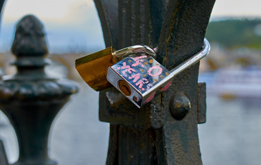 Forty anniversary padlock in the bridge