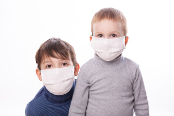 A child in a medical mask during the coronovirus in the world.