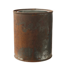 Rusty can opened (with clipping path) isolated on white background