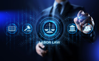 Labor law, Lawyer, Attorney at law, Legal advice business concept on screen.