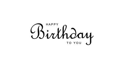 Happy Birthday lettering text banner, black color. Vector illustration.