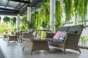A chair and tree in a bakery shop Bangkok Thailand