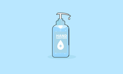 Hand sanitizer bottle, pump. Washing alcohol gel used against viruses, bacteria, flu, coronavirus. Waterless hand cleaner. Handwashing. medical use. Vector illustration, flat design