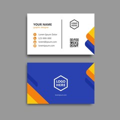 blue yellow artistic business card template design.