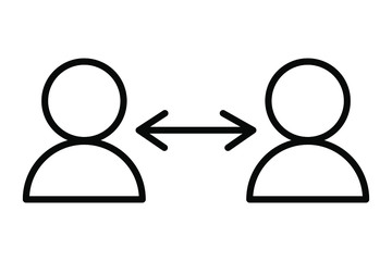 EPS 10 vector. Social distancing concept. Distance between people icon.