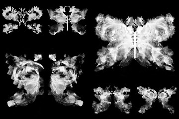 Rorschach test ink blot illustration. Psychological test. Silhouette of black butterfly isolated. 