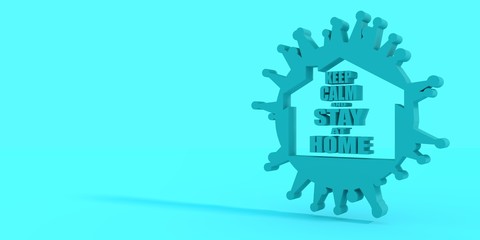 Obraz premium Stay home message. Staying at home with self quarantine to help slow outbreak and protect virus spread. 3D rendering.