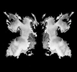 Rorschach test ink blot illustration. Psychological test. Silhouette of black butterfly isolated. 