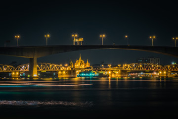 Rama III bridge and temple on the Chao Praya river in Klang Dao Khanong