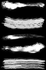 Brush paint strokes. Texture brushes and modern grunge brush lines. Ink brush artistic design element for frame design. Isolated elements set. Rough smears and stains