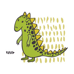 Fototapeta premium Cute dinosaurs on white background. Vector sketch illustration.