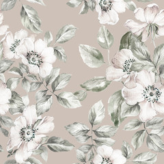 Flowers watercolor illustration.Manual composition.Seamless pattern.Design for cover, fabric, textile, wrapping paper . - 333857323