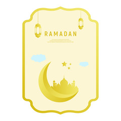 Fototapeta na wymiar Beautiful yellow ramadan kareem greeting card design with arabic caligraphy