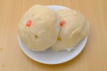 steamed pork buns, chinese dim sum on background