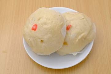 steamed pork buns, chinese dim sum on background