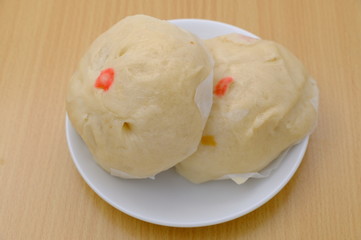 steamed pork buns, chinese dim sum on background