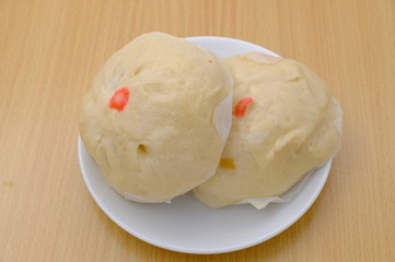 steamed pork buns, chinese dim sum on background
