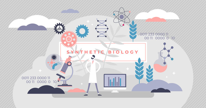 Synthetic biology vector illustration. Innovation flat tiny persons concept.