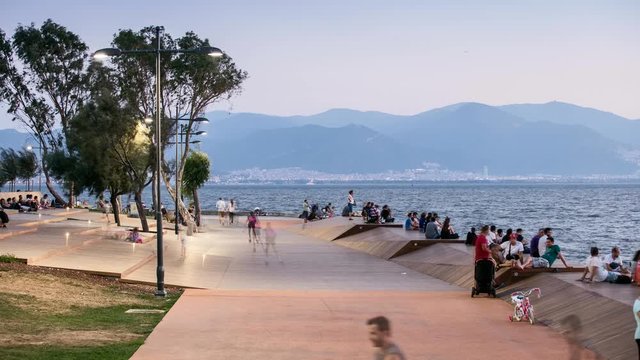Izmir, karsiyaka. Turkey 4K Timelapse. 
Beautiful city Izmir.