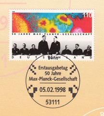 50th anniversary of Max Plank society for the advancement of science, postmark Bonn, stamp Germany 1998