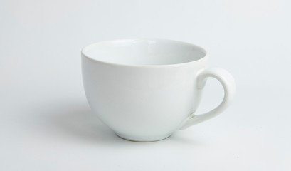 Ceramic White Soup cup and Saucer isolated on white background