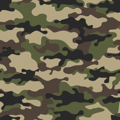 Fototapeta premium The green camouflage seamless pattern. Camo Military. Modern print. Vector