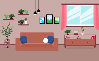 living room interior vector design 