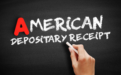 American Depositary Receipt text on blackboard, business concept background