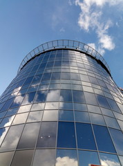Fototapeta na wymiar cylindrical building made of glass
