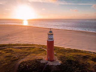 Texel lighthouse during sunset Netherlands Dutch Island Texel