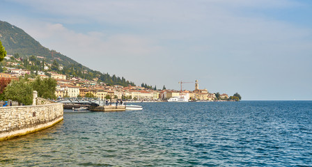 Fototapeta na wymiar Panoramic picture of City of Salò, at Lake Garda in Italy.