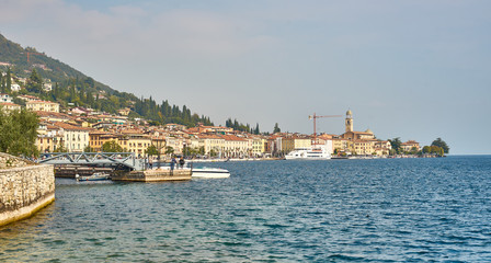 Naklejka premium Panoramic picture of City of Salò, at Lake Garda in Italy.
