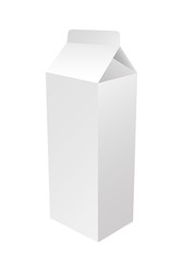 Milk or juice carton package isolated on a background. Clean empty carton one liter for new design. White pack vector illustration. Realistic template.