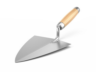 Construction trowel isolated on white background. 3d rendering.