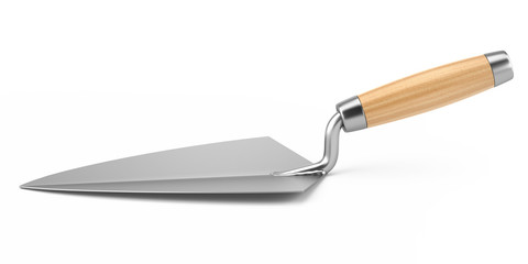 Construction trowel isolated on white background. 3d rendering.