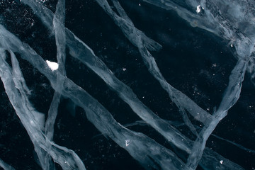 Surface of frozen lake at Baikal Lake, Russia