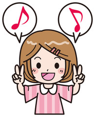 女の子　喜ぶ　イラスト