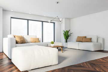 Fototapeta premium White living room corner with white sofa